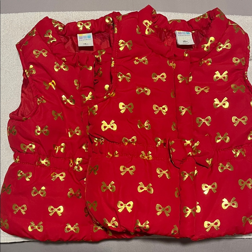 Twin bundle 18 M Healthtex Red Vest with Gold Bow Design